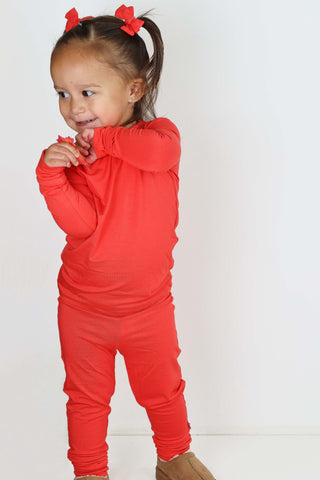 Apple Red | Two-Piece Bamboo Long Sleeve Toddler & Kids Pajamas