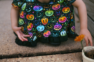 Bamboo Ruffle Dress | Halloween Pumpkins