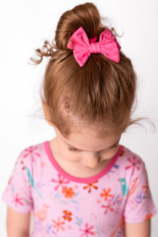 Rose Pink | Toddler Bamboo Clip on Bow