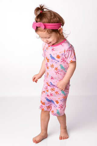 Blooming Birds | Two-Piece Bamboo Short Sleeve Toddler & Kids Apparel Set