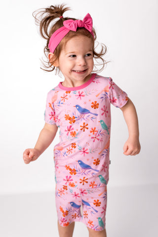 Blooming Birds | Two-Piece Bamboo Short Sleeve Toddler & Kids Apparel Set