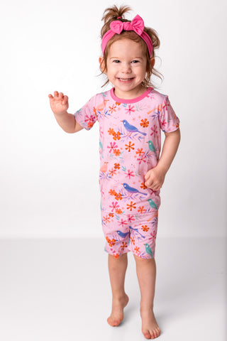 Blooming Birds | Two-Piece Bamboo Short Sleeve Toddler & Kids Apparel Set