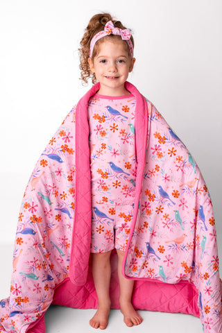 Blooming Birds | Quilted Bamboo Toddler Blanket