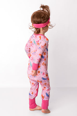 Blooming Birds | Convertible Bamboo Zipper Baby Pajamas