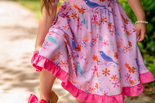 Blooming Birds | Toddler & Girls Bamboo Ruffle Twirl Dress