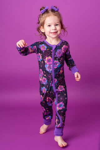 Halloween | Violet Webs | Convertible Bamboo Zipper Baby Pajamas