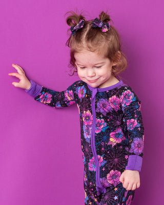 Halloween | Violet Webs | Convertible Bamboo Zipper Baby Pajamas