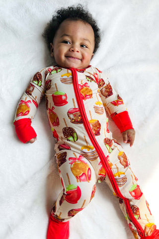 Candy Apples | Convertible Bamboo Zipper Baby Pajamas