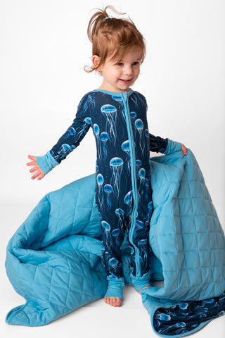 Quilted Bamboo Blanket | Toddler | Blue Jellies
