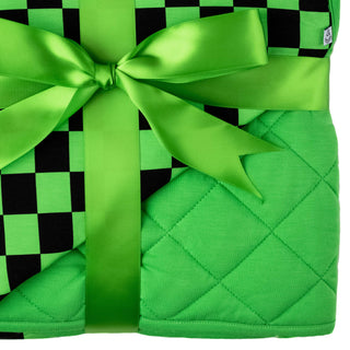 Quilted Bamboo Blanket | Adult | Green Checkers