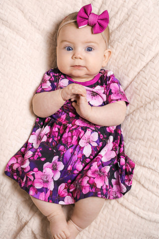 Cherry Blossoms | Baby & Toddler Bamboo Bodysuit Dress