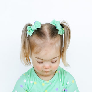 Pastel Dots | Baby Bamboo Clip on Bow Set