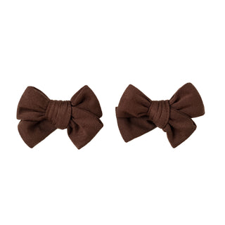 Chocolate | Baby Bamboo Clip on Bow Set *New Style*