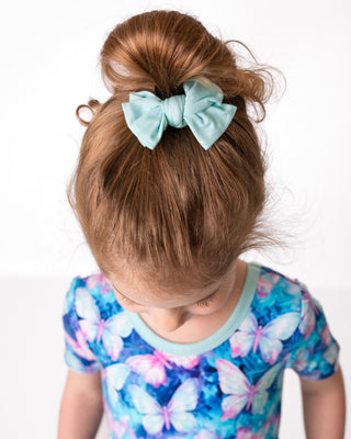 Light Aqua | Toddler Bamboo Clip on Bow *New Style*