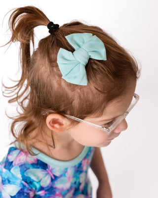 Light Aqua | Toddler Bamboo Clip on Bow *New Style*