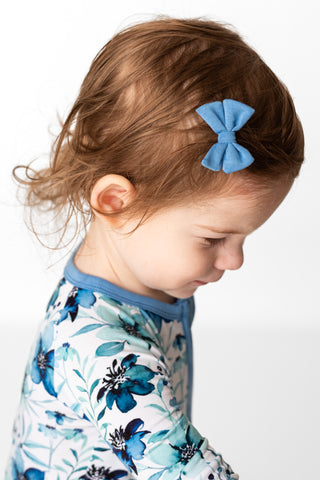 Clip On Bamboo Bow Set | Baby | Steel Blue