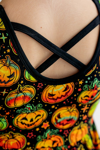 Halloween | Spooky Pumpkins | Toddler & Girls Bamboo Ruffle Twirl Dress