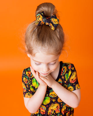 Halloween | Spooky Pumpkins | Toddler Bamboo Clip on Bow *New Style*