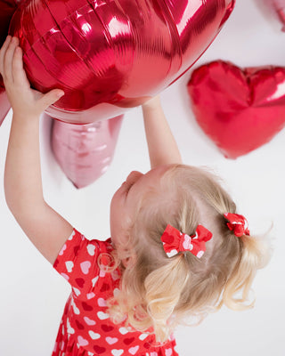 Sweet Little Hearts | Baby Bamboo Clip on Bow Set