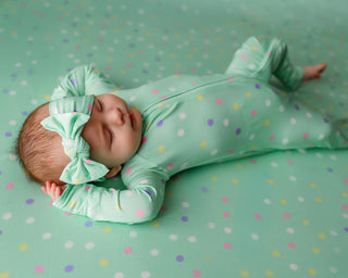 Pastel Dots | Convertible Bamboo Zipper Baby Pajamas