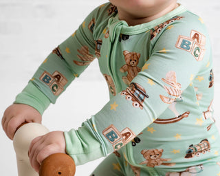 Vintage Toys | Convertible Bamboo Zipper Baby Pajamas