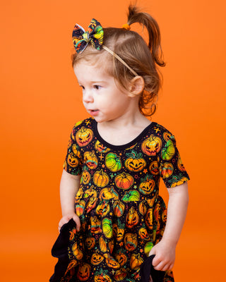 Halloween | Spooky Pumpkins | Baby Girl Nylon Bow