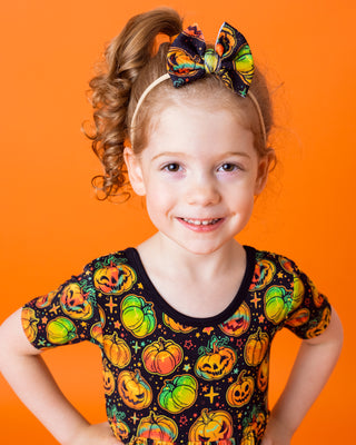 Halloween | Spooky Pumpkins | Baby Girl Nylon Bow