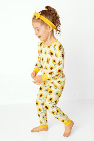 Sunflowers | Two-Piece Bamboo Long Sleeve Toddler & Kids Pajamas