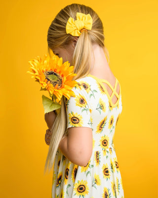 Sunflowers | Toddler & Girls Bamboo Ruffle Twirl Dress