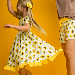 Sunflowers | Toddler & Girls Bamboo Ruffle Twirl Dress