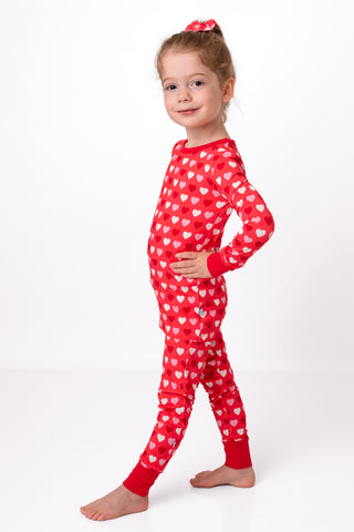 Sweet Little Hearts | Two-Piece Bamboo Long Sleeve Toddler & Kids Pajamas