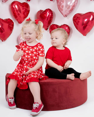 Sweet Little Hearts| Toddler & Girls Bamboo Ruffle Twirl Dress & Shorts