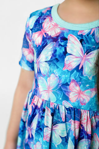 Electric Butterflies | Toddler & Girls Bamboo Ruffle Twirl Dress