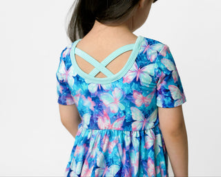 Electric Butterflies | Toddler & Girls Bamboo Ruffle Twirl Dress