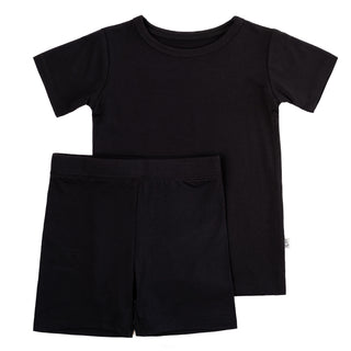 Black | Two-Piece Bamboo Short Sleeve Toddler & Kids Apparel Set