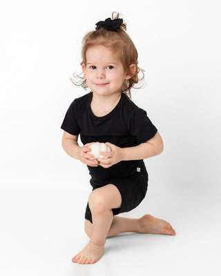 Black | Two-Piece Bamboo Short Sleeve Toddler & Kids Apparel Set