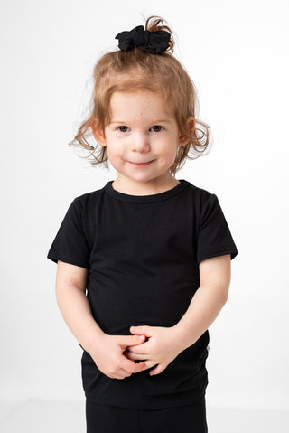 Black | Two-Piece Bamboo Short Sleeve Toddler & Kids Apparel Set