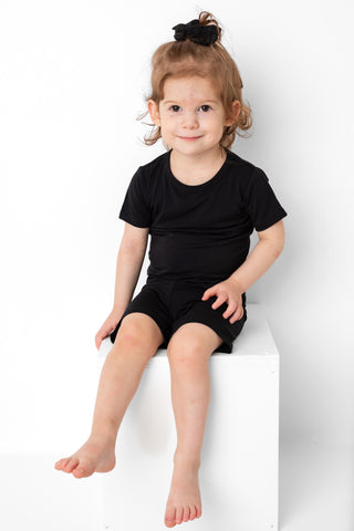 Black | Two-Piece Bamboo Short Sleeve Toddler & Kids Apparel Set