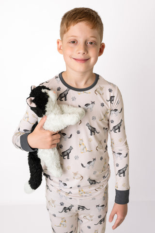 Cats & Paws | Two-Piece Bamboo Long Sleeve Toddler & Kids Pajamas