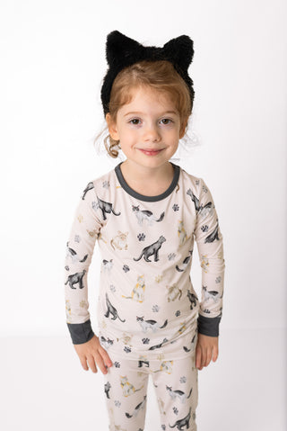 Cats & Paws | Two-Piece Bamboo Long Sleeve Toddler & Kids Pajamas