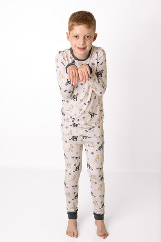 Cats & Paws | Two-Piece Bamboo Long Sleeve Toddler & Kids Pajamas