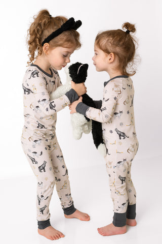 Cats & Paws | Convertible Bamboo Zipper Baby Pajamas