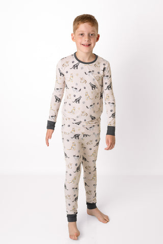 Cats & Paws | Two-Piece Bamboo Long Sleeve Toddler & Kids Pajamas