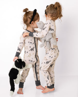 Cats & Paws | Convertible Bamboo Zipper Baby Pajamas