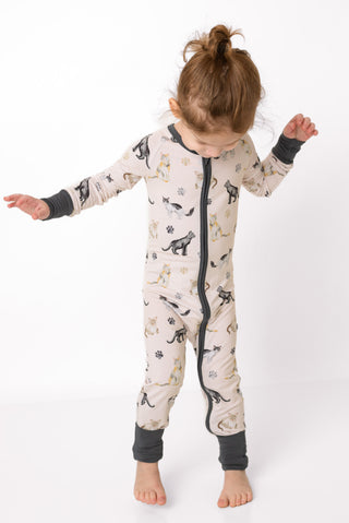 Cats & Paws | Convertible Bamboo Zipper Baby Pajamas