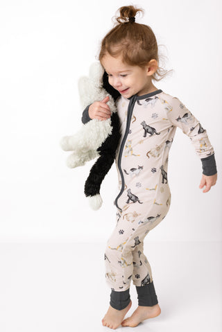 Cats & Paws | Convertible Bamboo Zipper Baby Pajamas