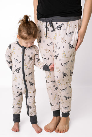 Cats & Paws | Convertible Bamboo Zipper Baby Pajamas