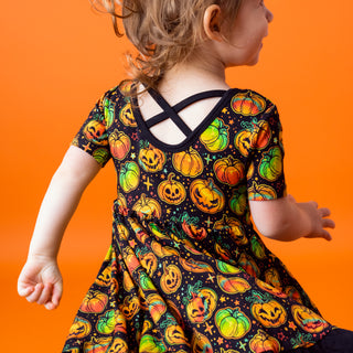 Halloween | Spooky Pumpkins | Toddler & Girls Bamboo Ruffle Twirl Dress