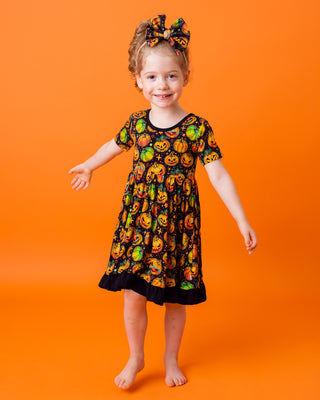 Halloween | Spooky Pumpkins | Toddler & Girls Bamboo Ruffle Twirl Dress