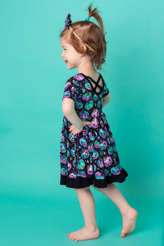 Halloween | Starlight Pumpkins | Toddler & Girls Bamboo Ruffle Twirl Dress